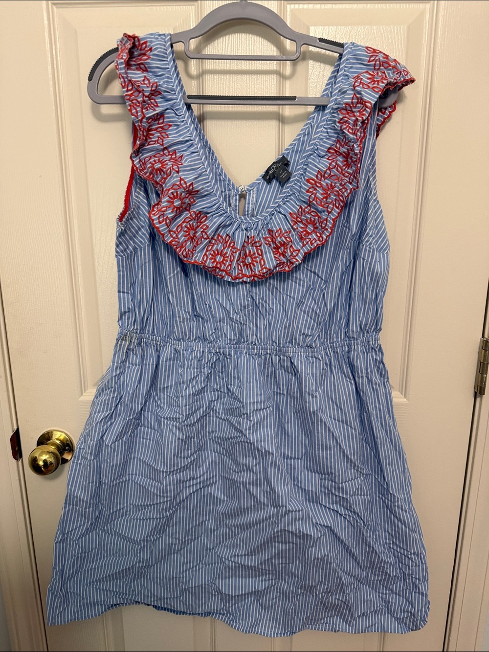 Market & Spruce Blue and Red Striped Ruffle Sundress
